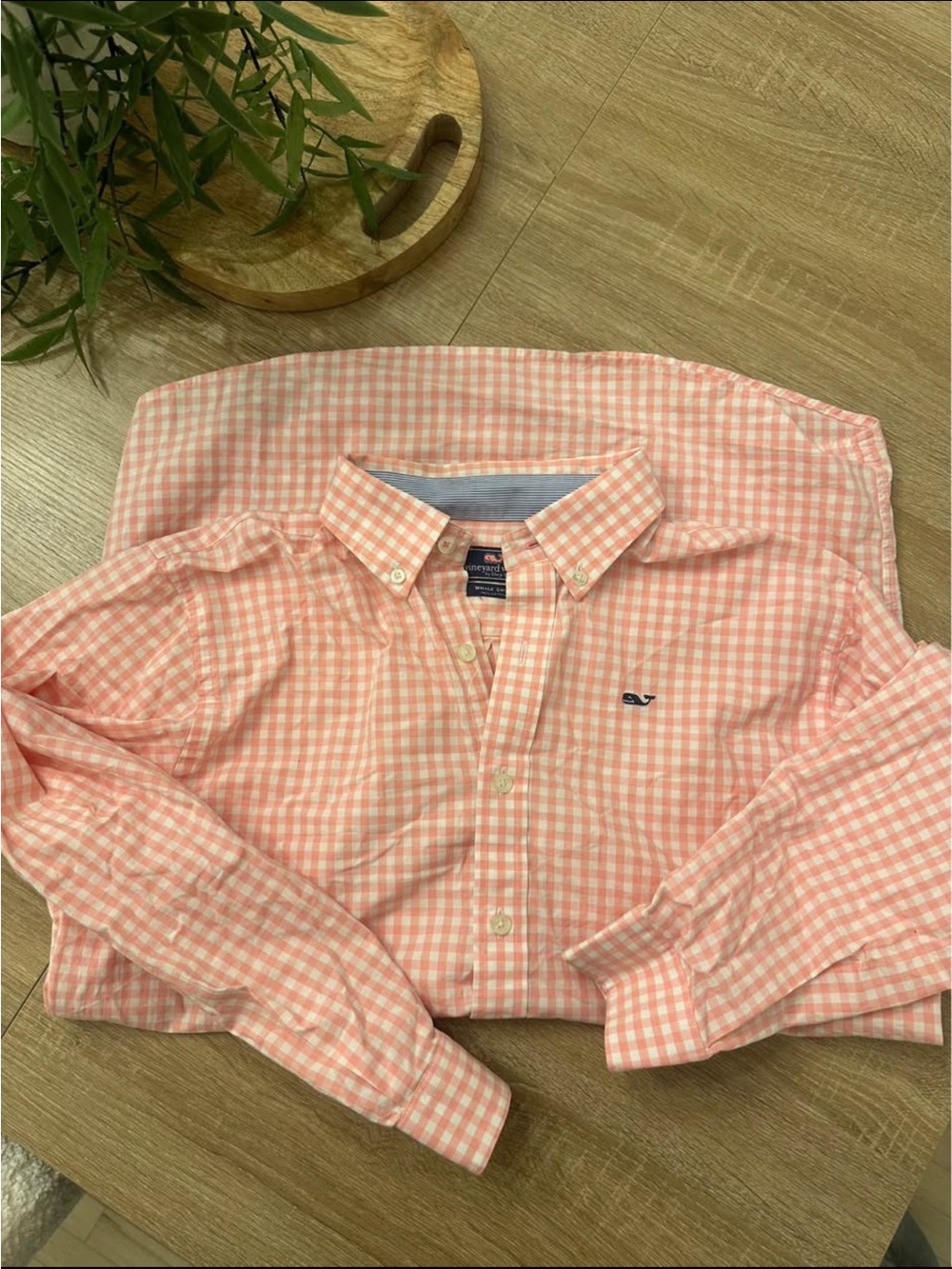 Vineyard Vines Coral Pink Gingham Button-Down Shirt